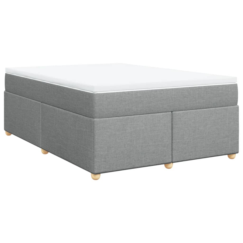 Κρεβάτι Boxspring με Στρώμα Ανοιχτό Γκρι 140x190 εκ. Υφασμάτινο