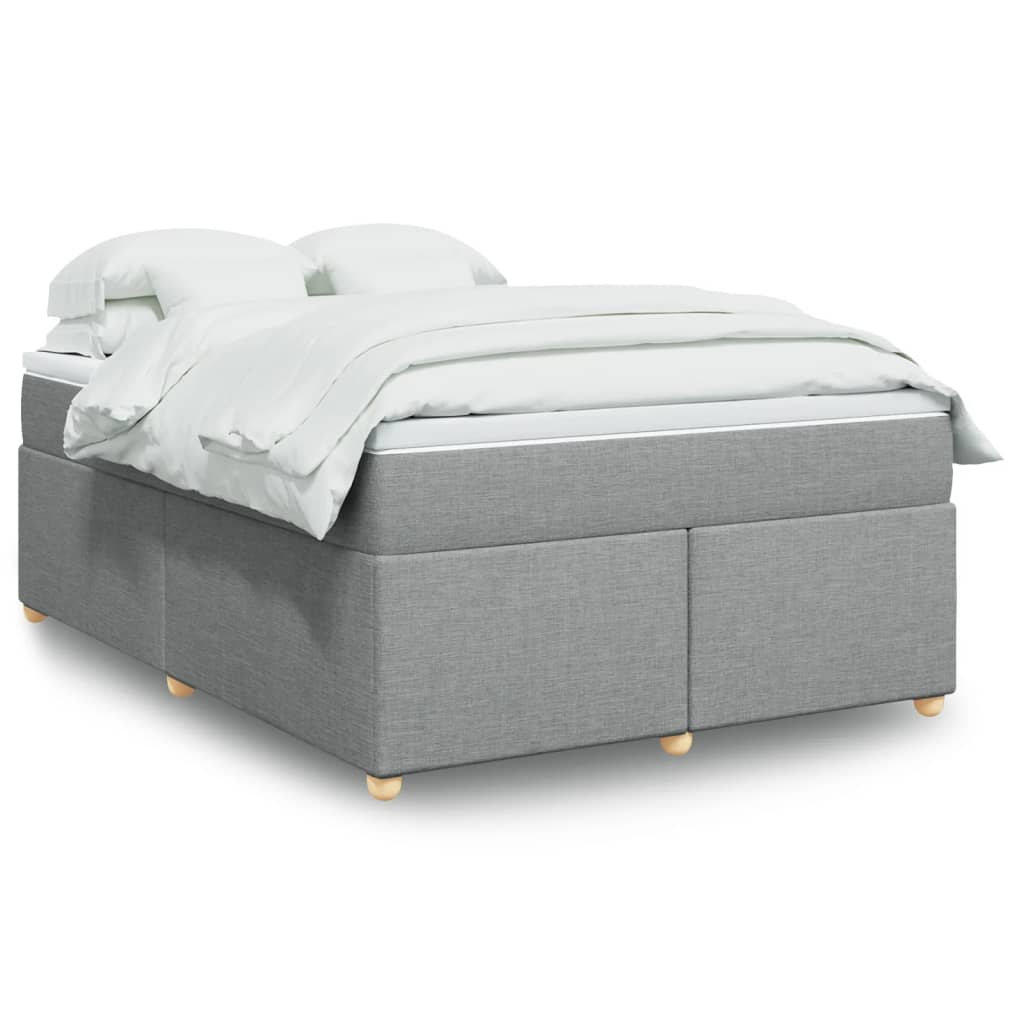 Κρεβάτι Boxspring με Στρώμα Ανοιχτό Γκρι 140x190 εκ. Υφασμάτινο