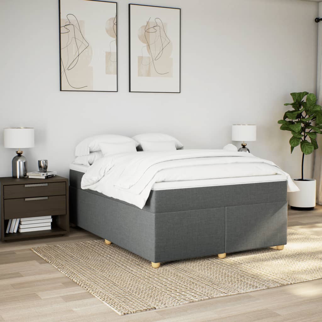 Κρεβάτι Boxspring με Στρώμα Σκούρο Γκρι 140x190 εκ. Υφασμάτινο
