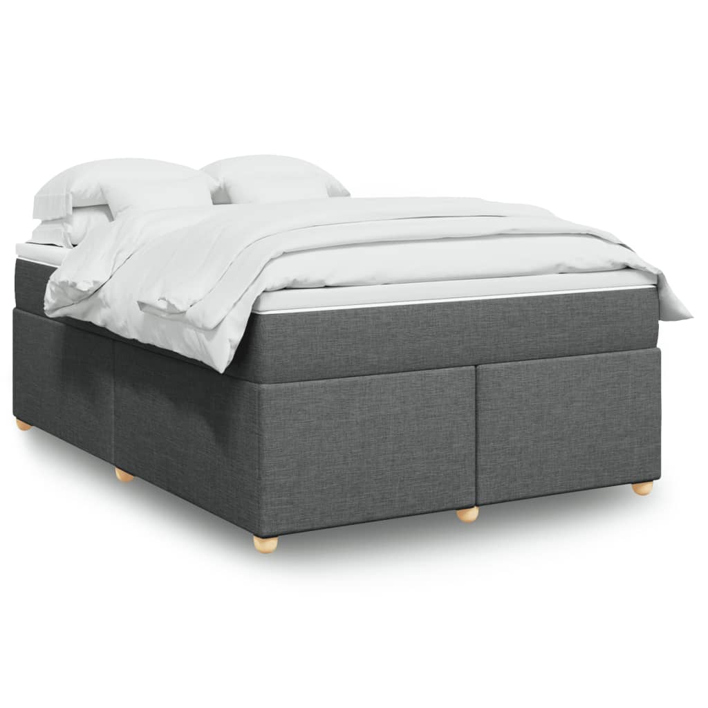 Κρεβάτι Boxspring με Στρώμα Σκούρο Γκρι 140x190 εκ. Υφασμάτινο