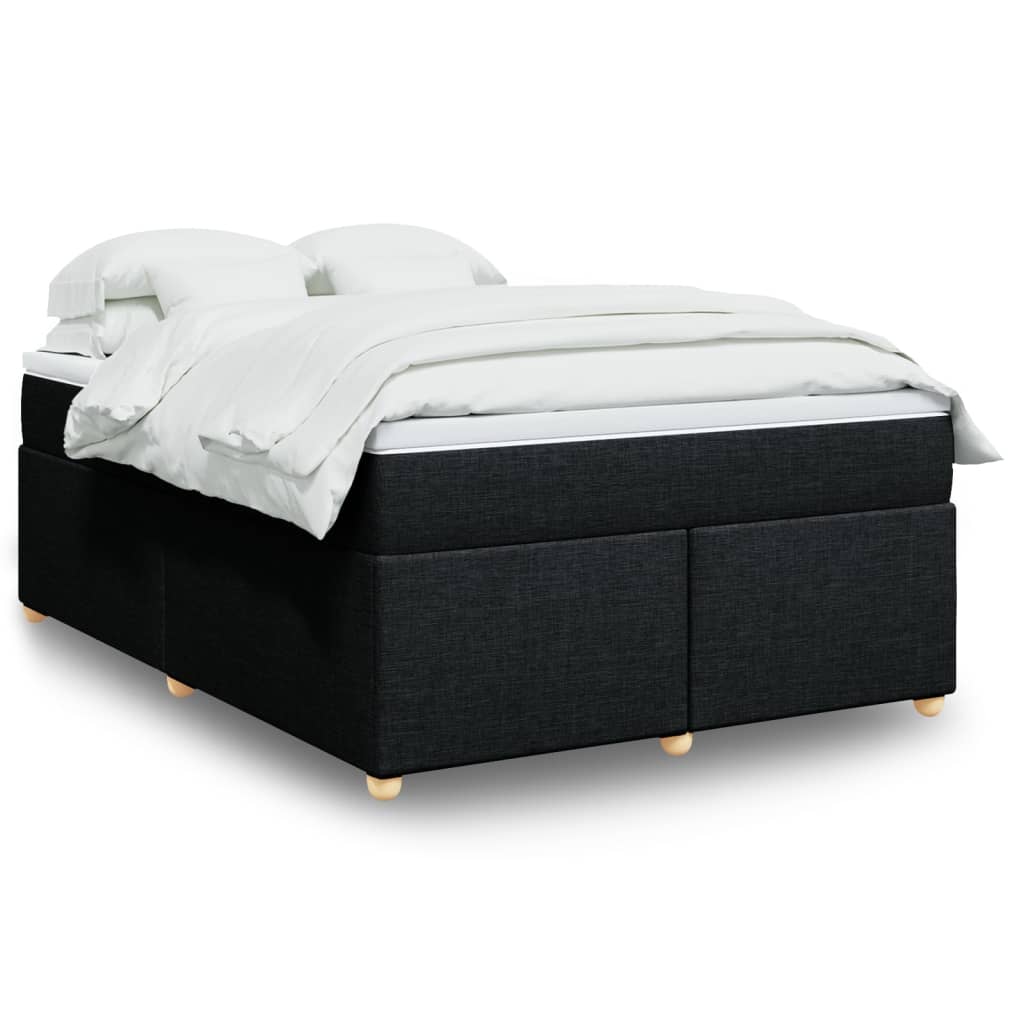 Κρεβάτι Boxspring με Στρώμα Μαύρο 140x190 εκ. Υφασμάτινο