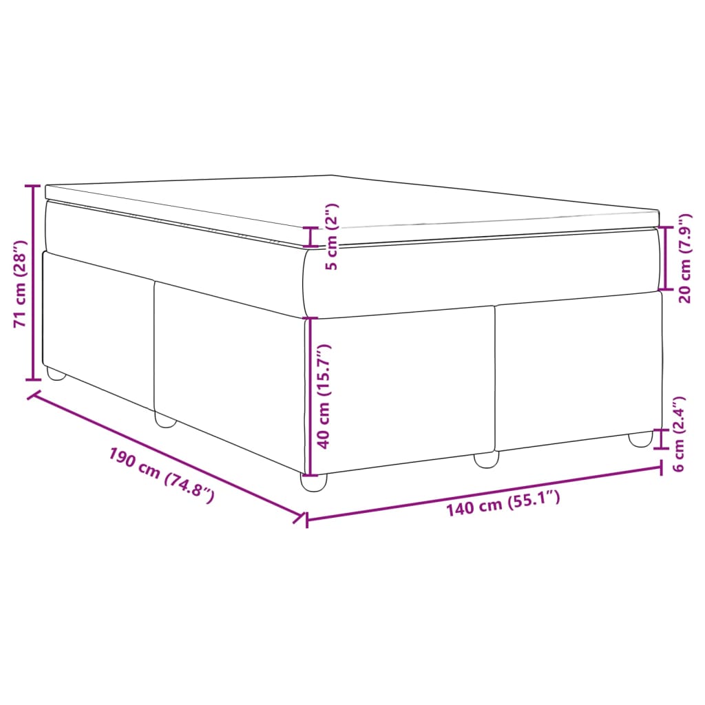 Κρεβάτι Boxspring με Στρώμα Κρεμ 140x190 εκ. Υφασμάτινο - Pakobazaar