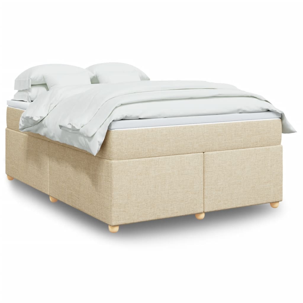 Κρεβάτι Boxspring με Στρώμα Κρεμ 140x190 εκ. Υφασμάτινο - Pakobazaar