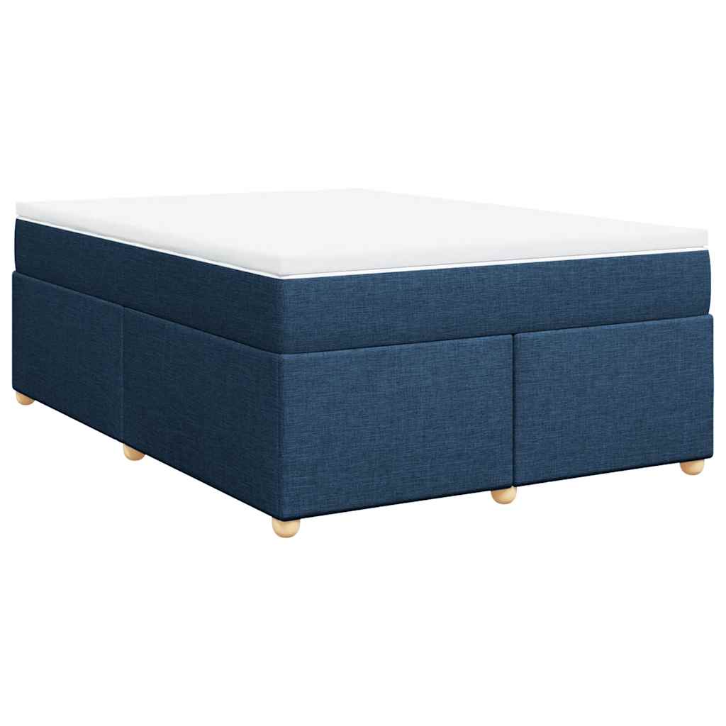 Κρεβάτι Boxspring με Στρώμα Μπλε 140x190 εκ. Υφασμάτινο