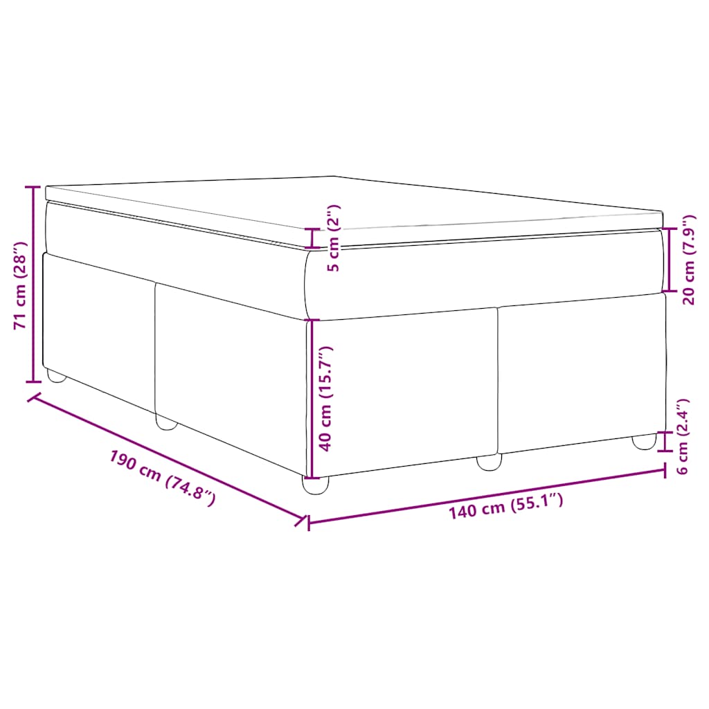 Κρεβάτι Boxspring με Στρώμα Μπλε 140x190 εκ. Υφασμάτινο