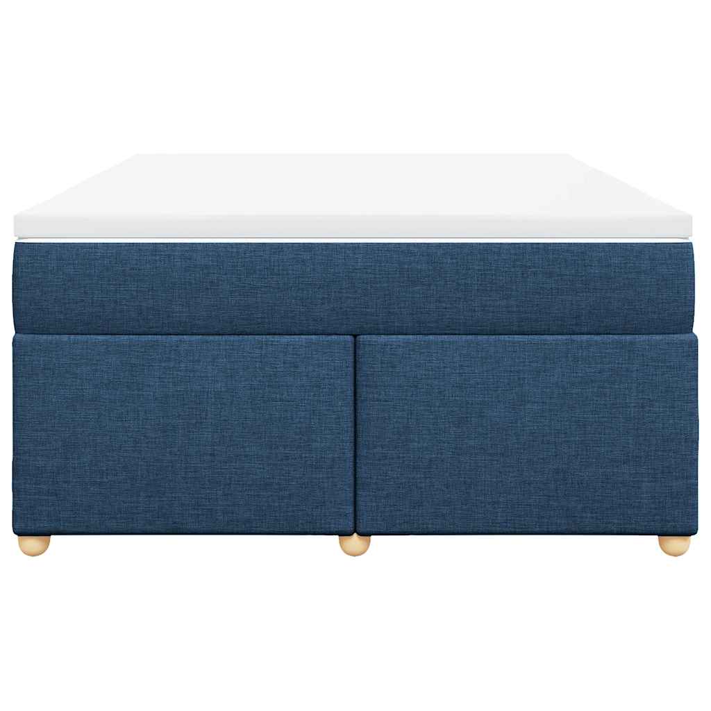 Κρεβάτι Boxspring με Στρώμα Μπλε 140x190 εκ. Υφασμάτινο