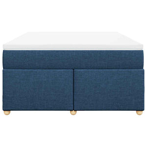 Κρεβάτι Boxspring με Στρώμα Μπλε 140x190 εκ. Υφασμάτινο