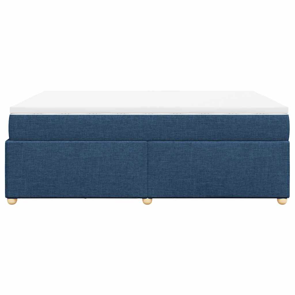Κρεβάτι Boxspring με Στρώμα Μπλε 140x190 εκ. Υφασμάτινο