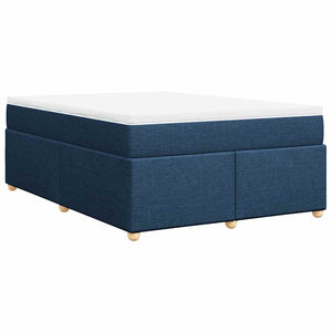 Κρεβάτι Boxspring με Στρώμα Μπλε 140x190 εκ. Υφασμάτινο