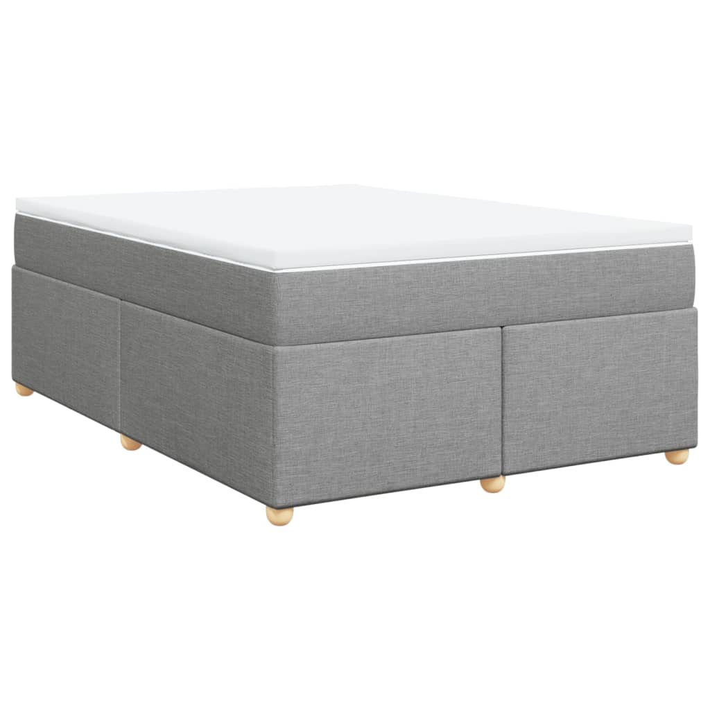 Κρεβάτι Boxspring με Στρώμα Ανοιχτό Γκρι 140x200 εκ. Υφασμάτινο
