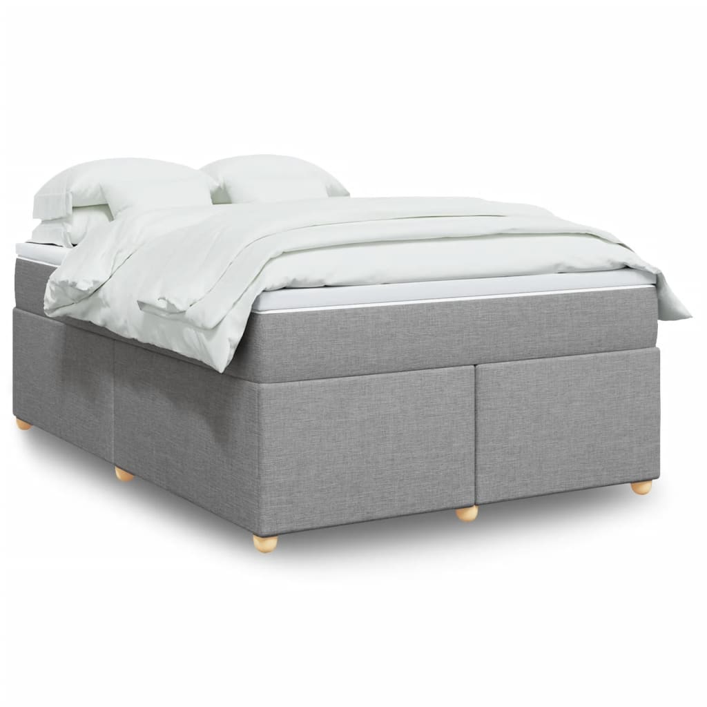 Κρεβάτι Boxspring με Στρώμα Ανοιχτό Γκρι 140x200 εκ. Υφασμάτινο