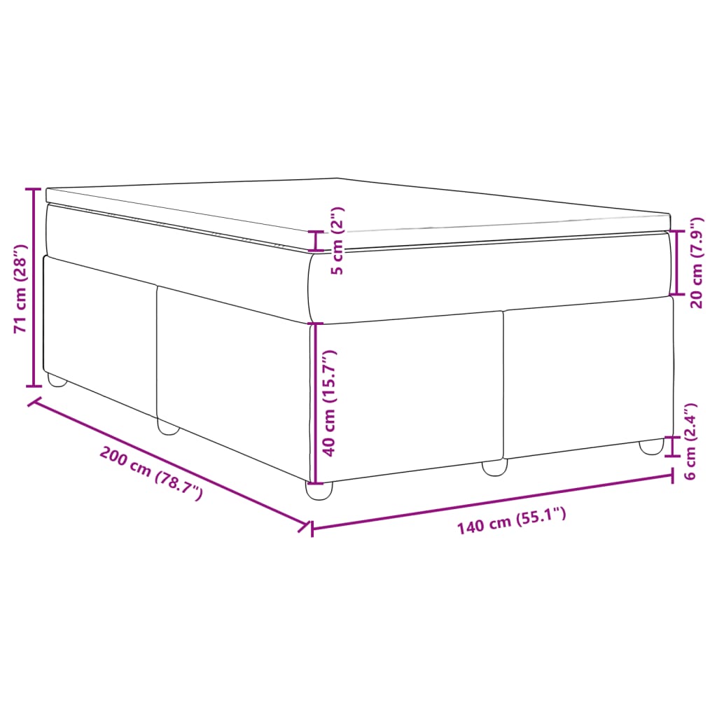 Κρεβάτι Boxspring με Στρώμα Σκούρο Γκρι 140x200 εκ Υφασμάτινο