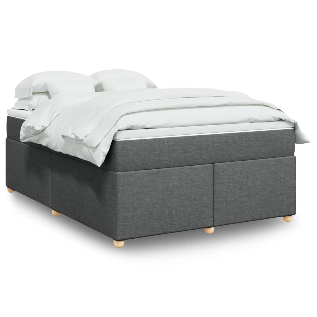 Κρεβάτι Boxspring με Στρώμα Σκούρο Γκρι 140x200 εκ Υφασμάτινο