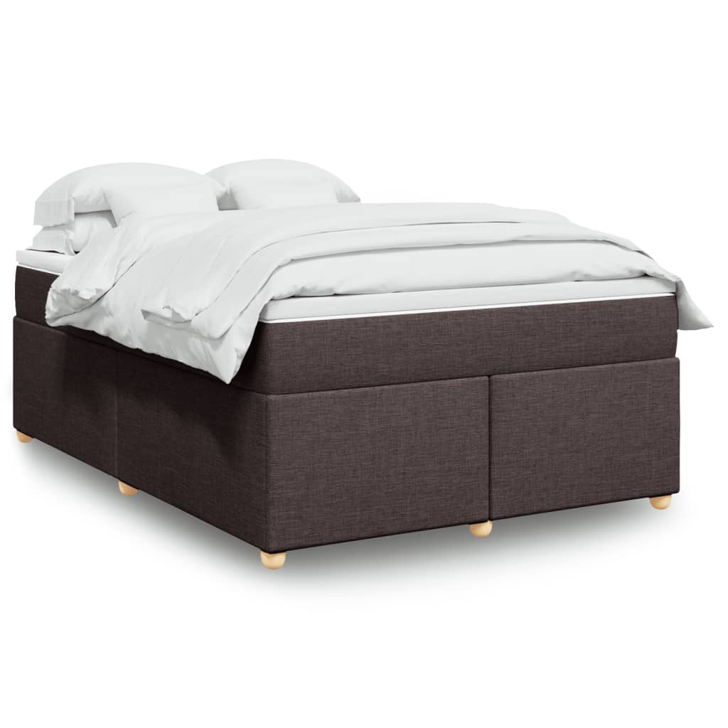 Κρεβάτι Boxspring με Στρώμα Σκούρο Καφέ 140x200 εκ Υφασμάτινο