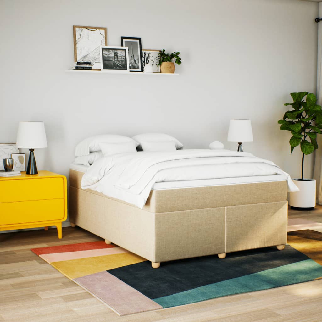Κρεβάτι Boxspring με Στρώμα Κρεμ 140x200 εκ. Υφασμάτινο