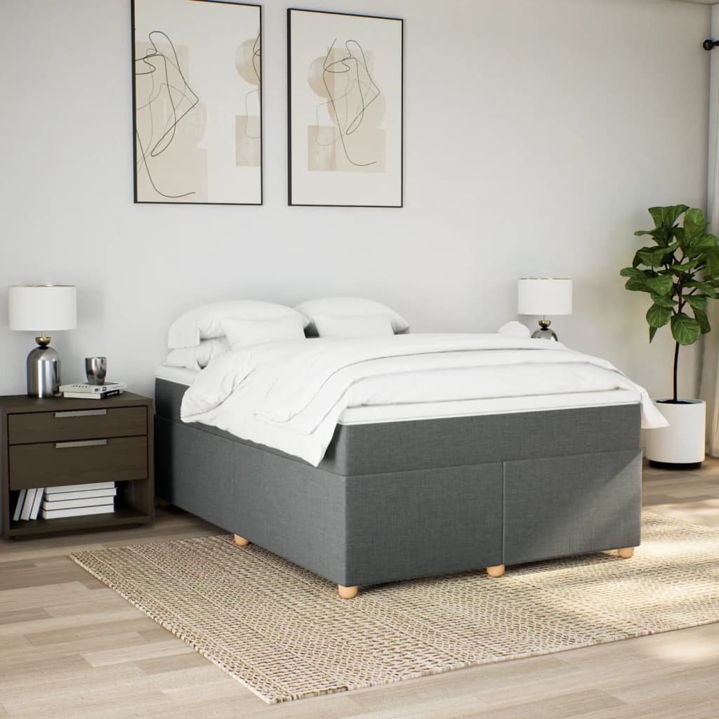 Κρεβάτι Boxspring με Στρώμα Σκούρο Γκρι 160x200 εκ Υφασμάτινο - Pakobazaar