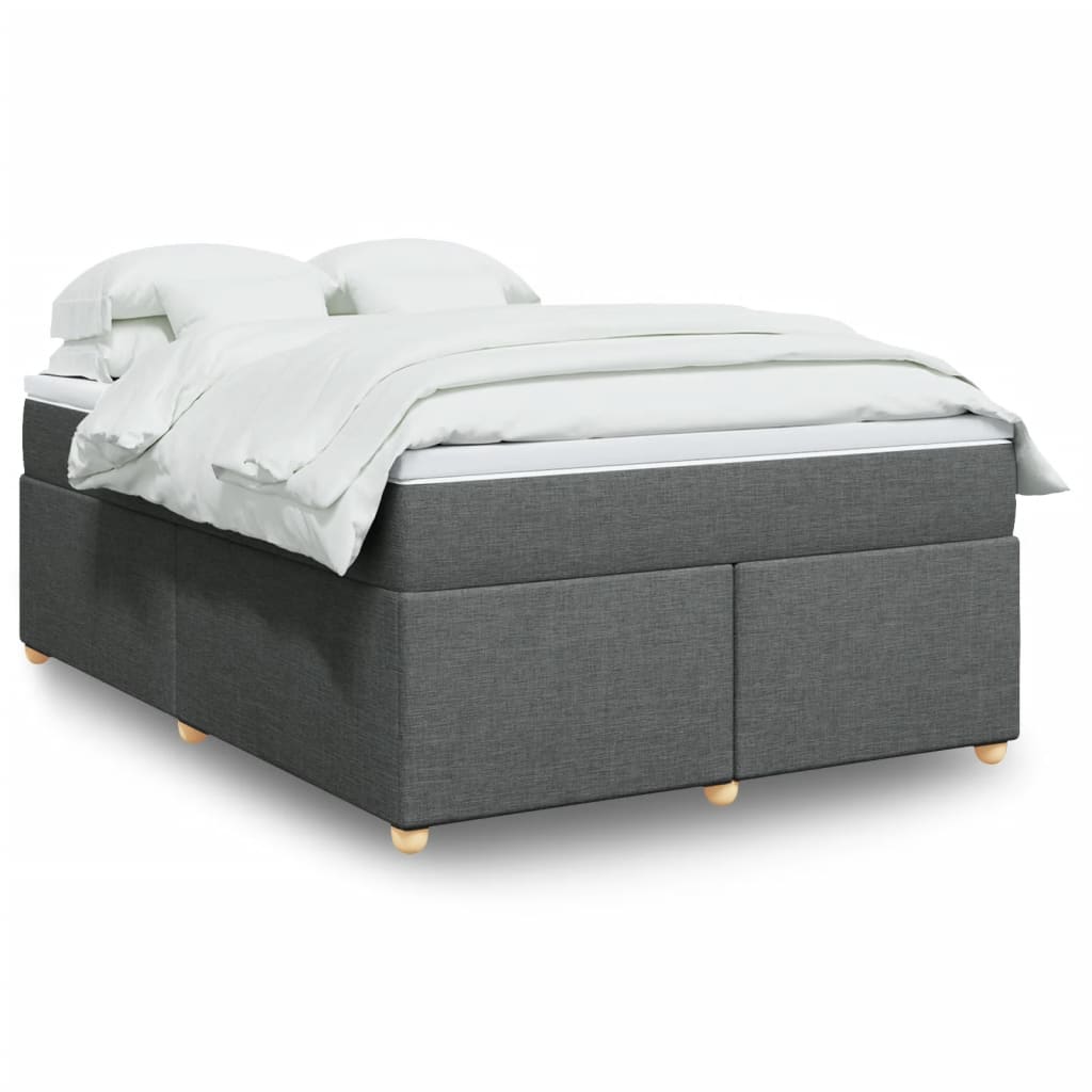 Κρεβάτι Boxspring με Στρώμα Σκούρο Γκρι 160x200 εκ Υφασμάτινο - Pakobazaar