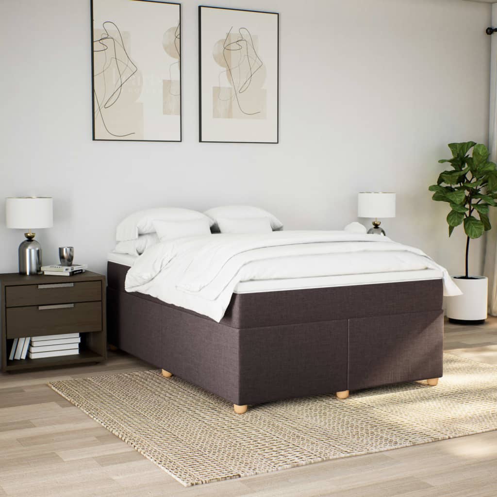 Κρεβάτι Boxspring με Στρώμα Σκούρο Καφέ 160x200 εκ Υφασμάτινο - Pakobazaar