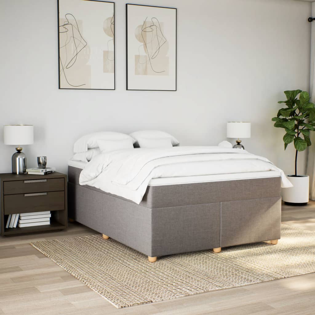 Κρεβάτι Boxspring με Στρώμα Taupe 160x200 εκ. Υφασμάτινο - Pakobazaar