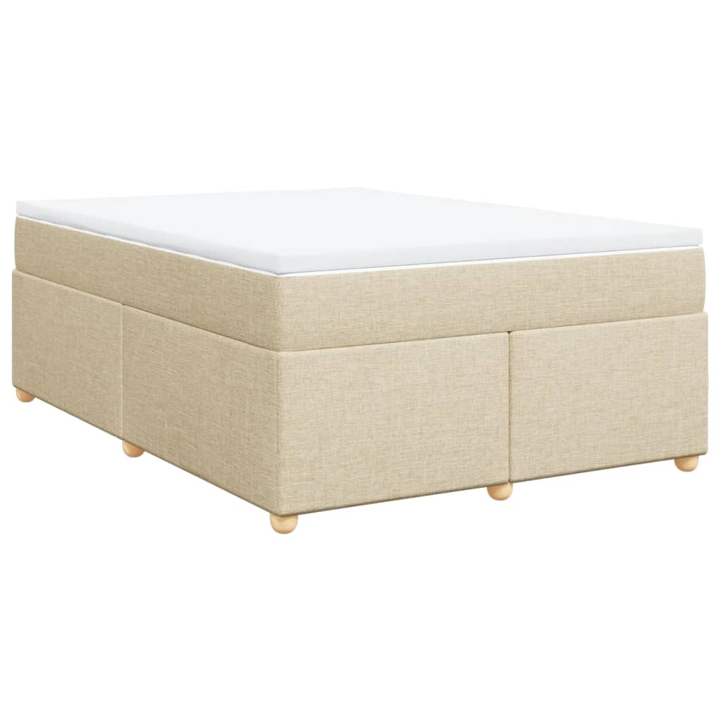 Κρεβάτι Boxspring με Στρώμα Κρεμ 160x200 εκ. Υφασμάτινο - Pakobazaar