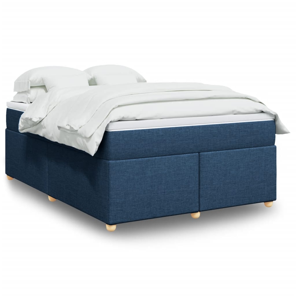 Κρεβάτι Boxspring με Στρώμα Μπλε 160x200 εκ. Υφασμάτινο - Pakobazaar