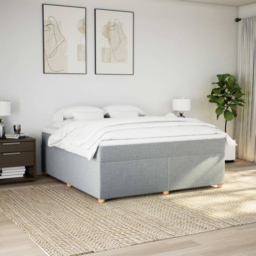 Κρεβάτι Boxspring με Στρώμα Ανοιχτό Γκρι 180x200 εκ. Υφασμάτινο