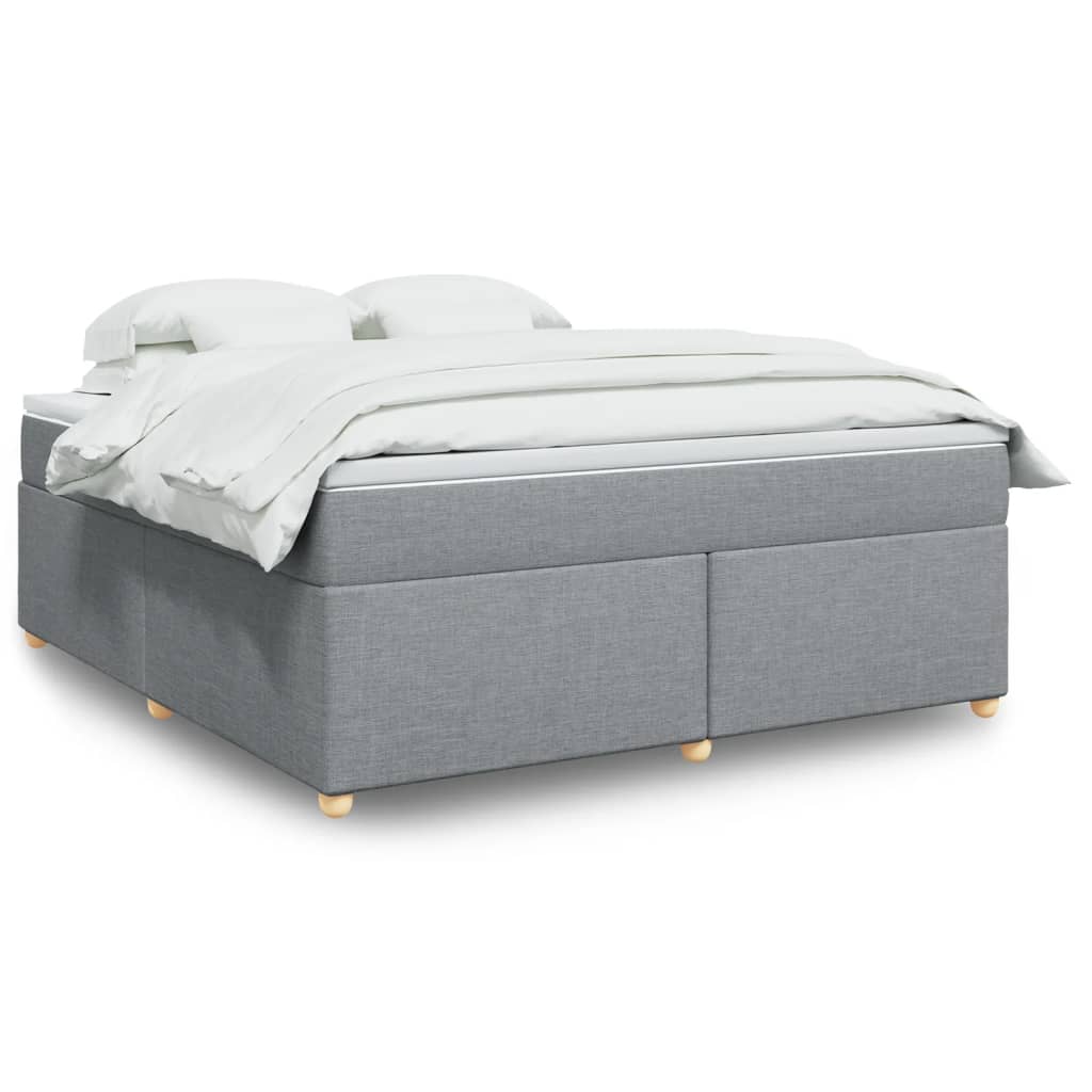 Κρεβάτι Boxspring με Στρώμα Ανοιχτό Γκρι 180x200 εκ. Υφασμάτινο