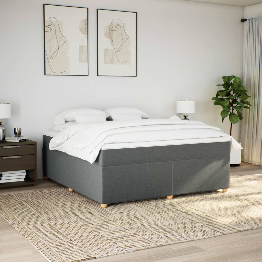 Κρεβάτι Boxspring με Στρώμα Σκούρο Γκρι 180x200 εκ Υφασμάτιν