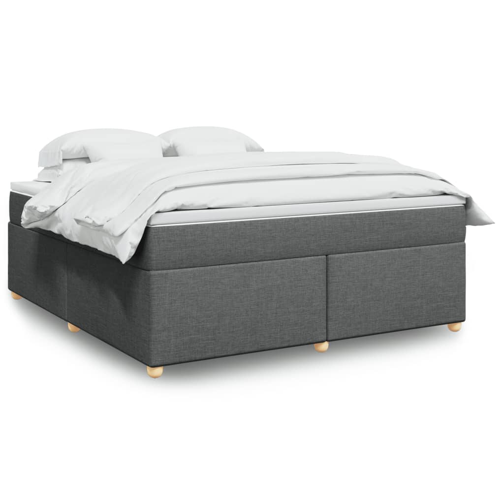 Κρεβάτι Boxspring με Στρώμα Σκούρο Γκρι 180x200 εκ Υφασμάτιν