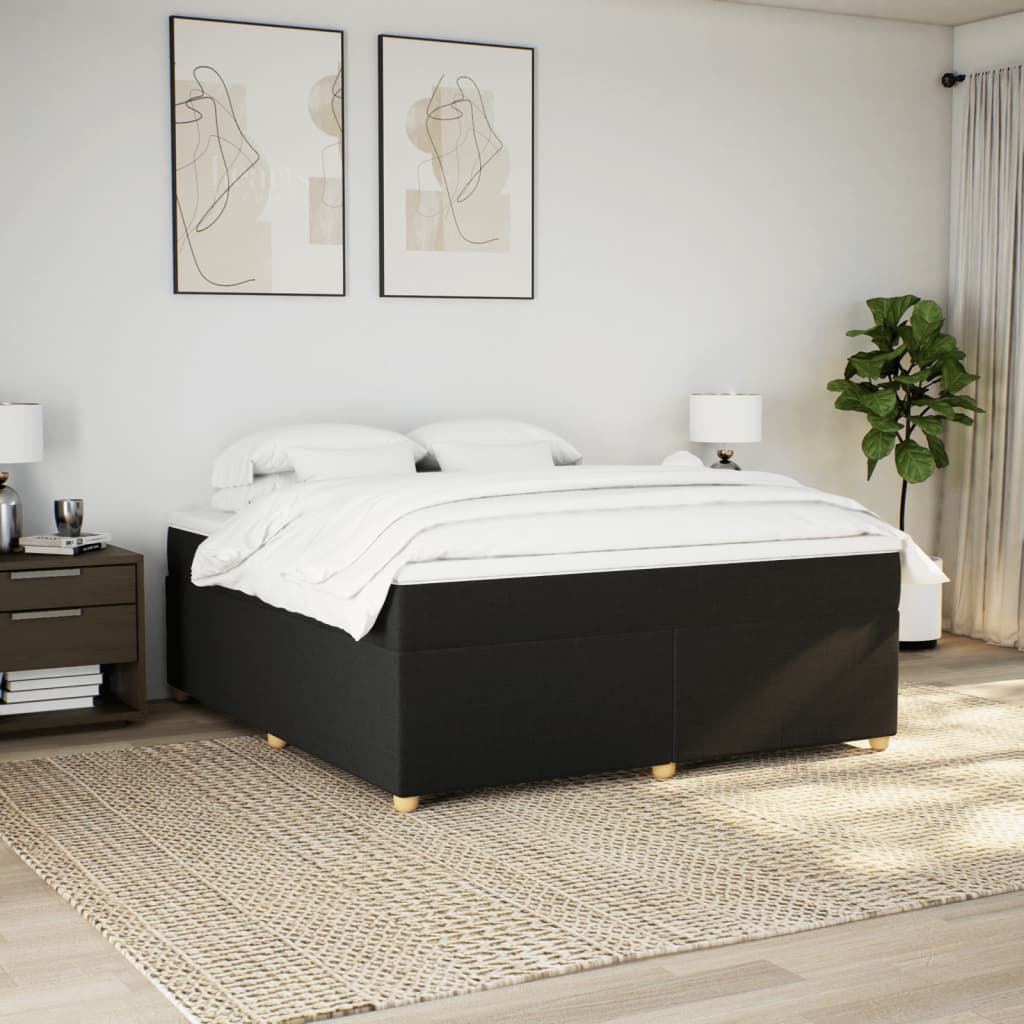 Κρεβάτι Boxspring με Στρώμα Μαύρο 180x200 εκ. Υφασμάτινο