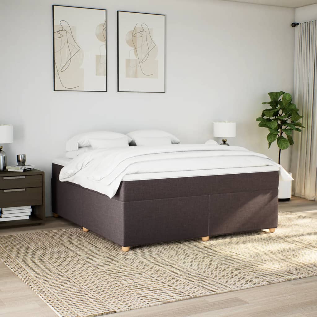 Κρεβάτι Boxspring με Στρώμα Σκούρο Καφέ 180x200 εκ Υφασμάτινο - Pakobazaar
