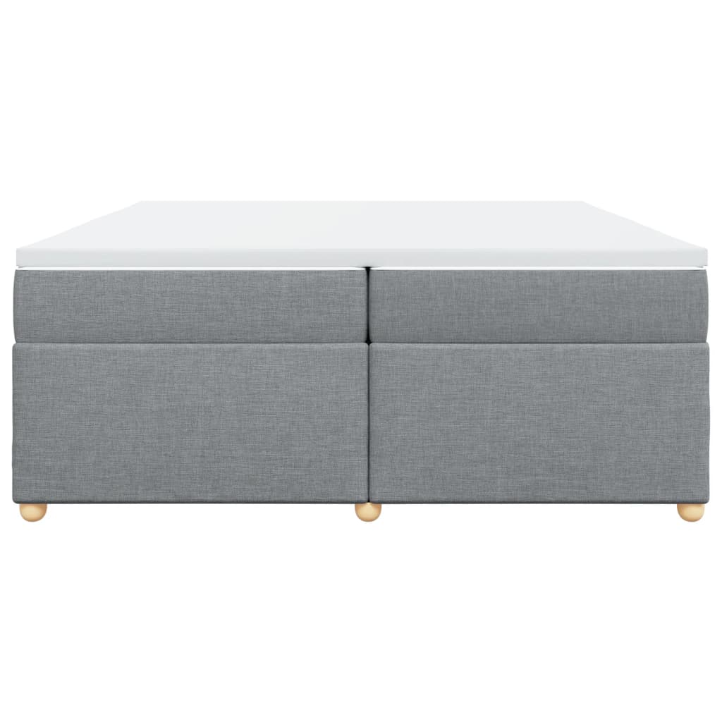 Κρεβάτι Boxspring με Στρώμα Ανοιχτό Γκρι 200x200 εκ. Υφασμάτινο - Pakobazaar