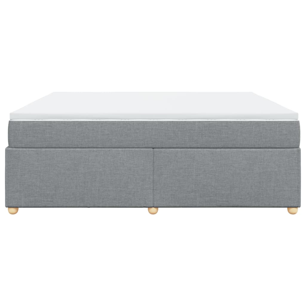 Κρεβάτι Boxspring με Στρώμα Ανοιχτό Γκρι 200x200 εκ. Υφασμάτινο - Pakobazaar