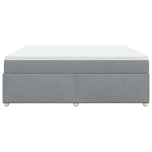 Κρεβάτι Boxspring με Στρώμα Ανοιχτό Γκρι 200x200 εκ. Υφασμάτινο - Pakobazaar