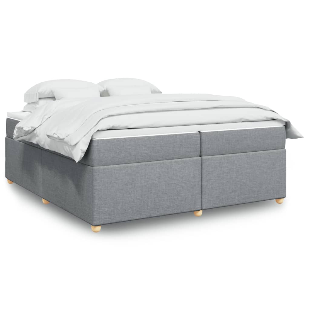 Κρεβάτι Boxspring με Στρώμα Ανοιχτό Γκρι 200x200 εκ. Υφασμάτινο - Pakobazaar