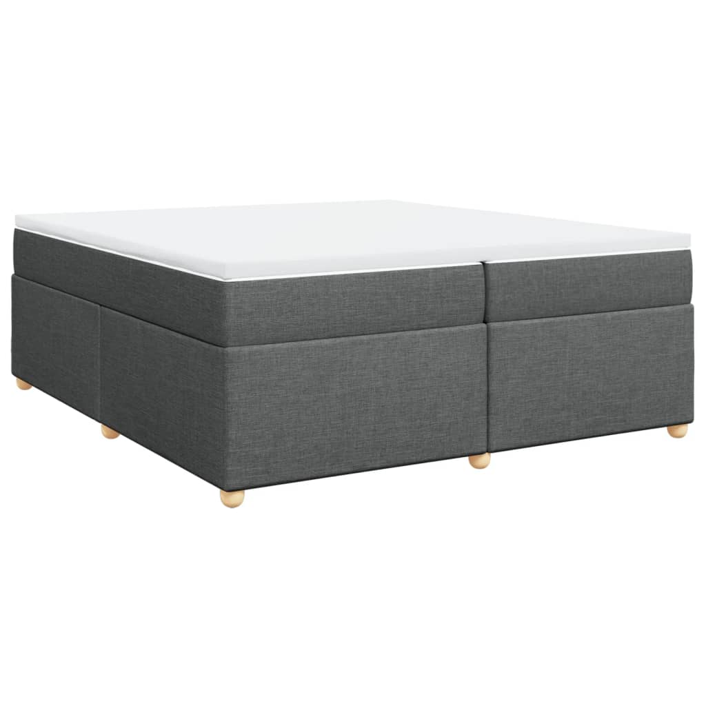 Κρεβάτι Boxspring με Στρώμα Σκούρο Γκρι 200x200 εκ. Υφασμάτινο