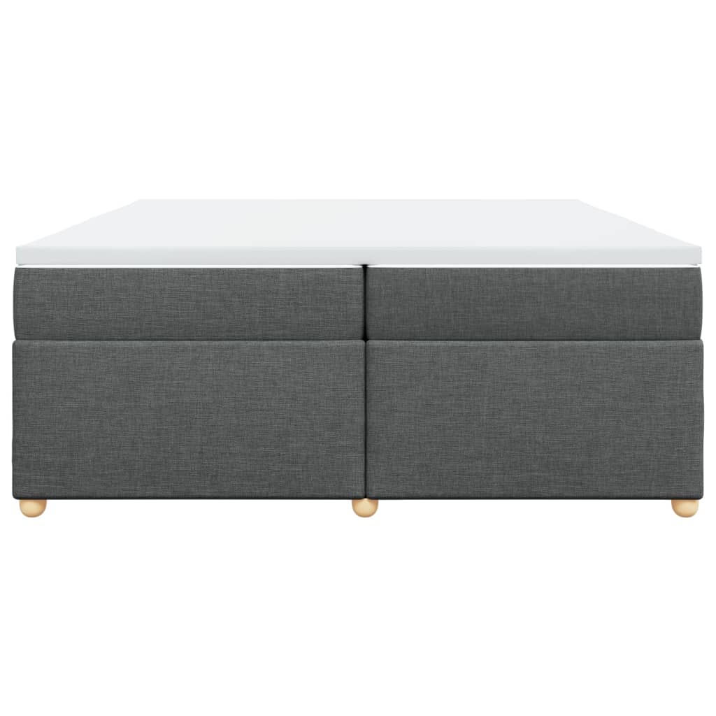 Κρεβάτι Boxspring με Στρώμα Σκούρο Γκρι 200x200 εκ. Υφασμάτινο