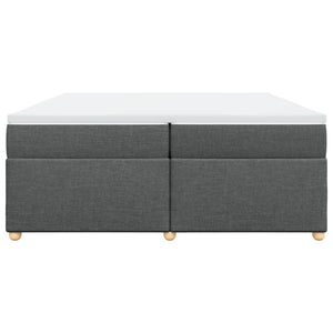 Κρεβάτι Boxspring με Στρώμα Σκούρο Γκρι 200x200 εκ. Υφασμάτινο