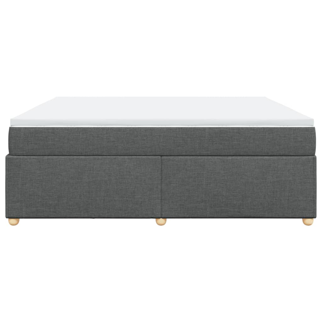 Κρεβάτι Boxspring με Στρώμα Σκούρο Γκρι 200x200 εκ. Υφασμάτινο