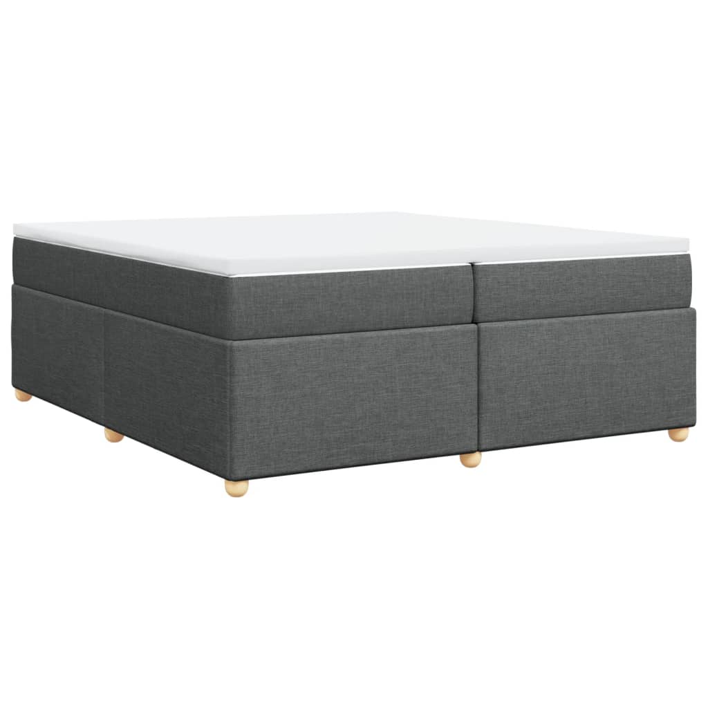 Κρεβάτι Boxspring με Στρώμα Σκούρο Γκρι 200x200 εκ. Υφασμάτινο