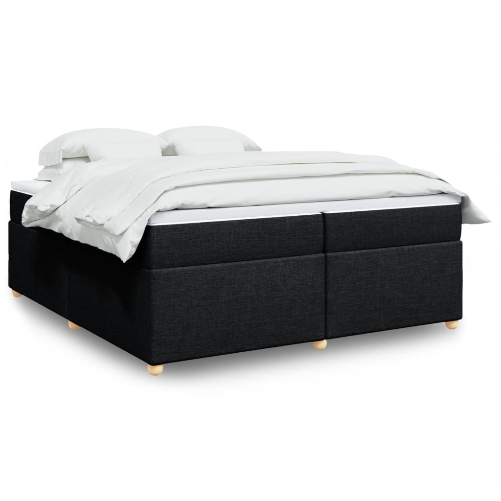 Κρεβάτι Boxspring με Στρώμα Μαύρο 200x200 εκ. Υφασμάτινο - Pakobazaar