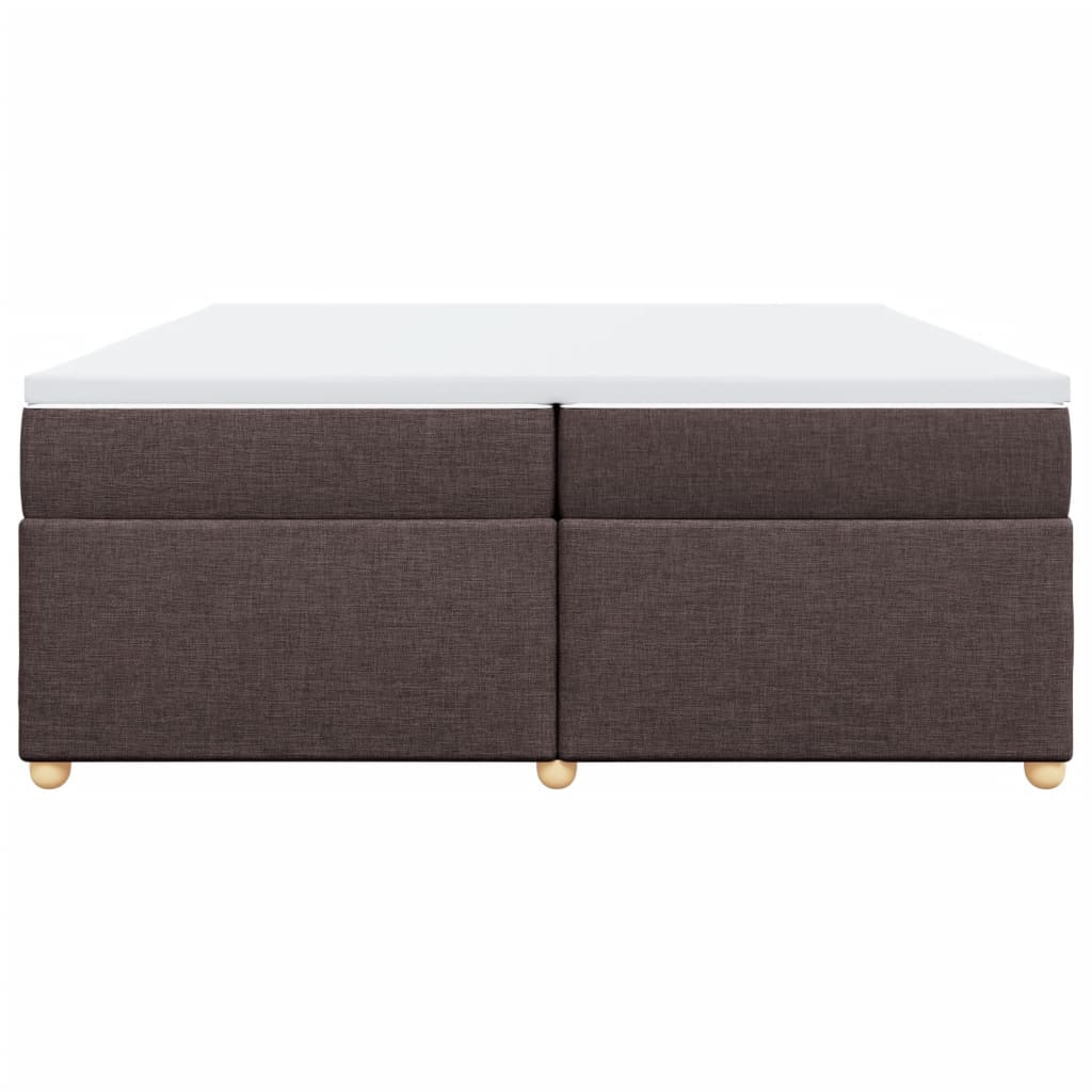 Κρεβάτι Boxspring με Στρώμα Σκούρο Καφέ 200x200 εκ. Υφασμάτινο - Pakobazaar