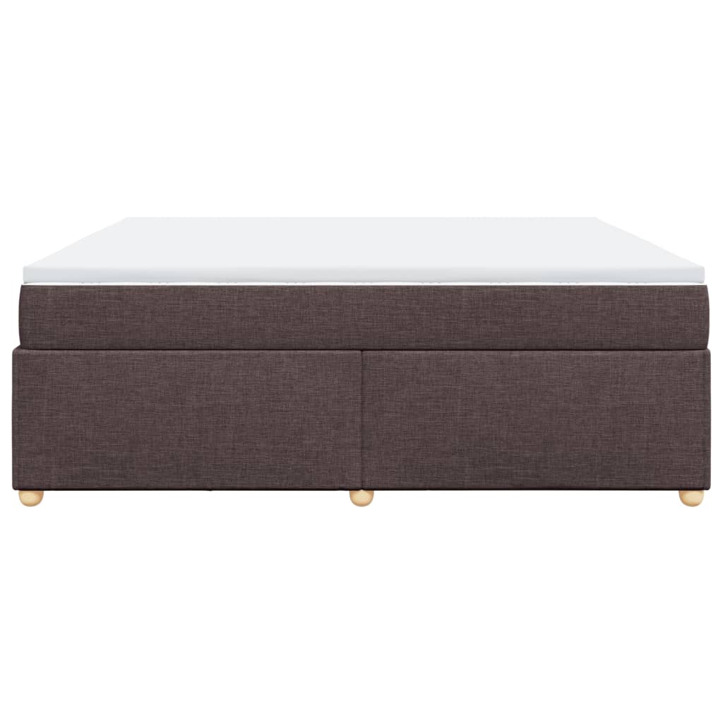 Κρεβάτι Boxspring με Στρώμα Σκούρο Καφέ 200x200 εκ. Υφασμάτινο - Pakobazaar