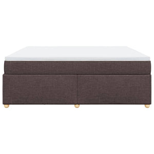 Κρεβάτι Boxspring με Στρώμα Σκούρο Καφέ 200x200 εκ. Υφασμάτινο - Pakobazaar
