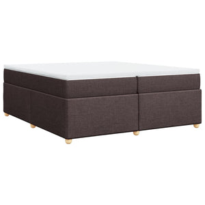 Κρεβάτι Boxspring με Στρώμα Σκούρο Καφέ 200x200 εκ. Υφασμάτινο - Pakobazaar