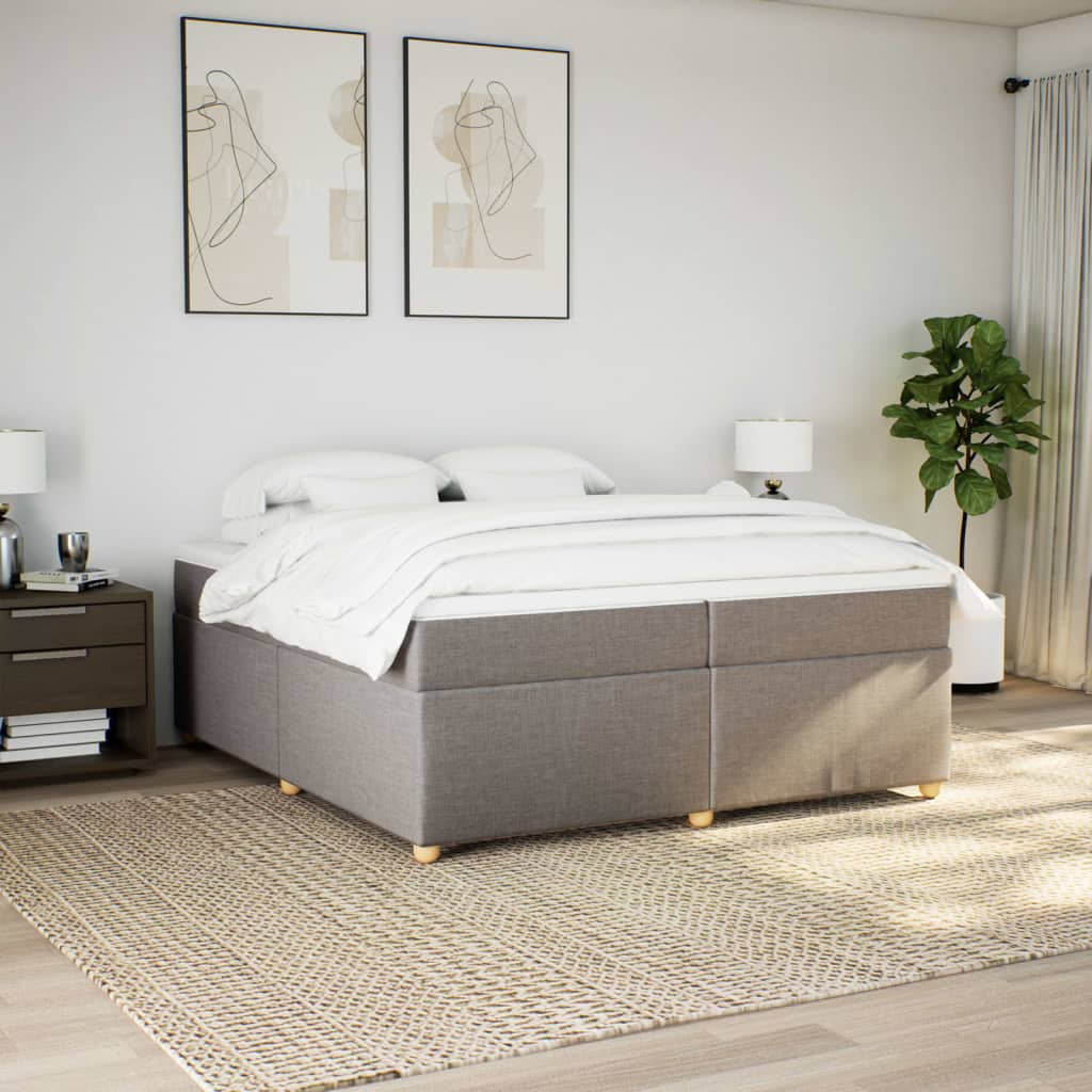 Κρεβάτι Boxspring με Στρώμα Taupe 200x200 εκ. Υφασμάτινο