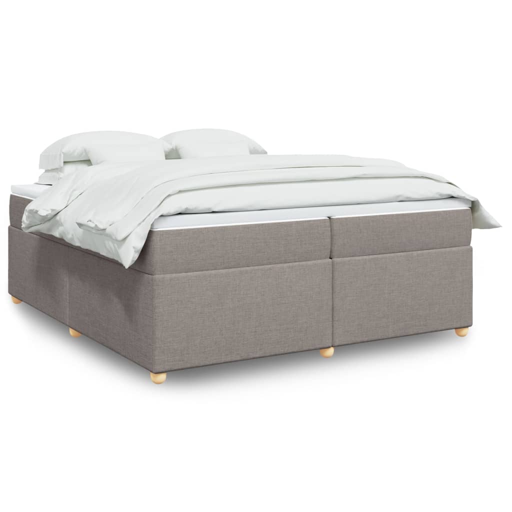 Κρεβάτι Boxspring με Στρώμα Taupe 200x200 εκ. Υφασμάτινο