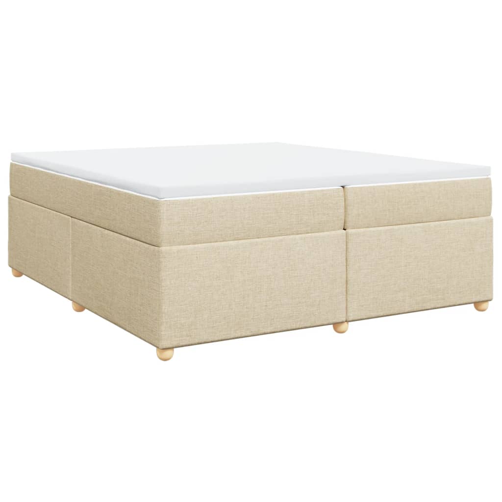 Κρεβάτι Boxspring με Στρώμα Κρεμ 200x200 εκ. Υφασμάτινο