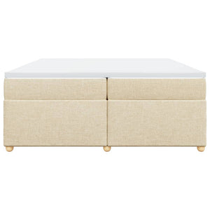 Κρεβάτι Boxspring με Στρώμα Κρεμ 200x200 εκ. Υφασμάτινο