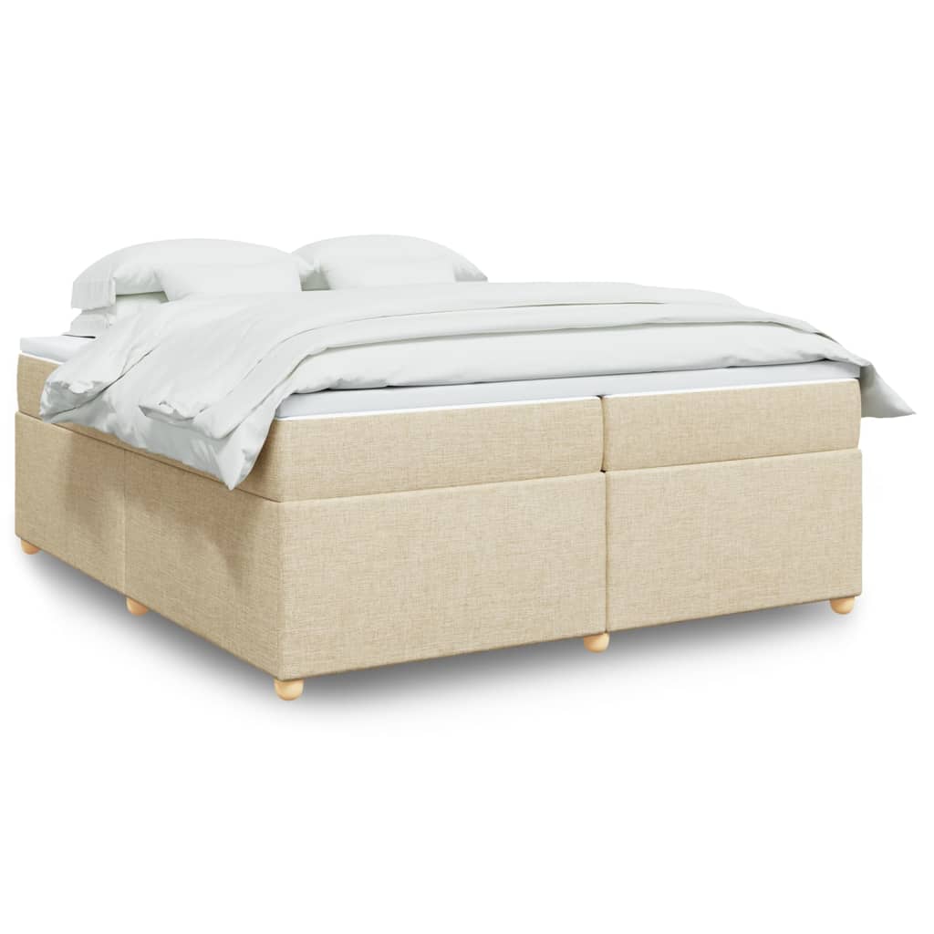 Κρεβάτι Boxspring με Στρώμα Κρεμ 200x200 εκ. Υφασμάτινο